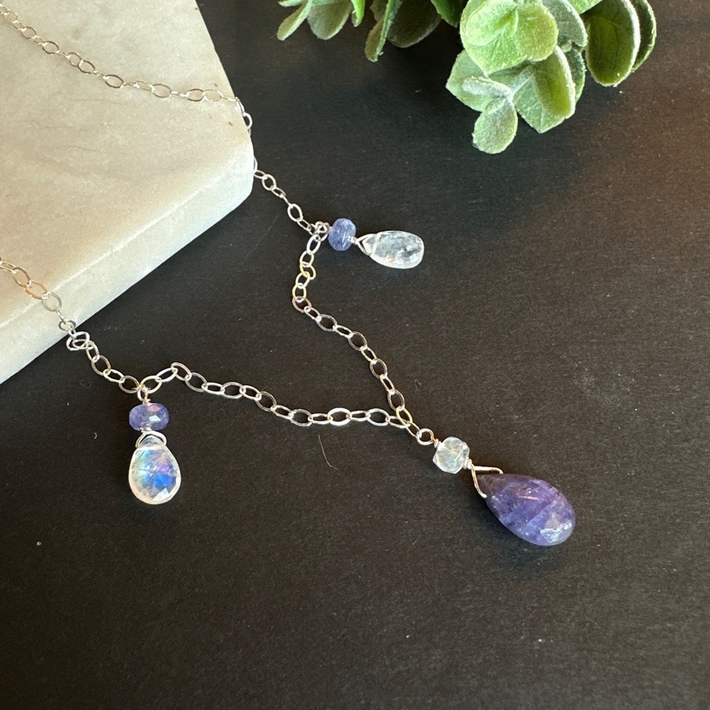 Tanzanite and Moonstone Necklace in sterling silver